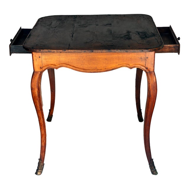 1920s Antique Wood Side Table W/ 2 Drawers For Sale - Image 5 of 11