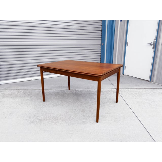 1960s Danish Modern Teak Extendable Dining Table (Refinished) For Sale - Image 4 of 14