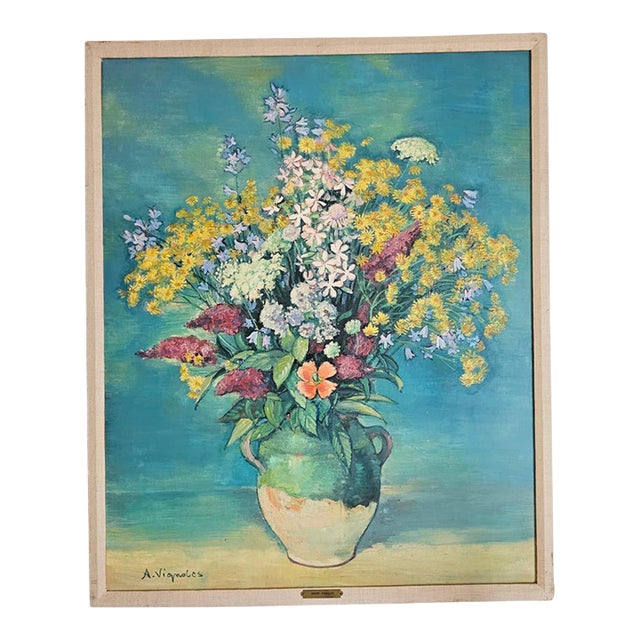 Mid-Century French Still Life Oil Painting by Andre Vignone For Sale