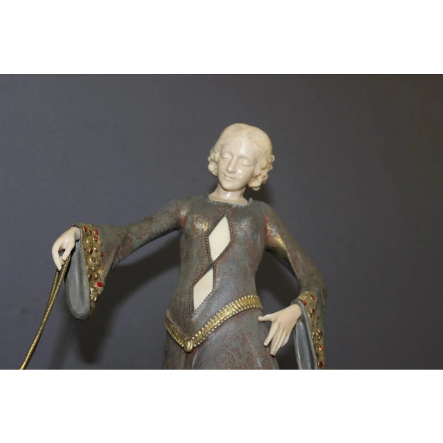 Georges Gori, Woman with Greyhounds, 1925, Faux Chryséléphantine For Sale - Image 6 of 18