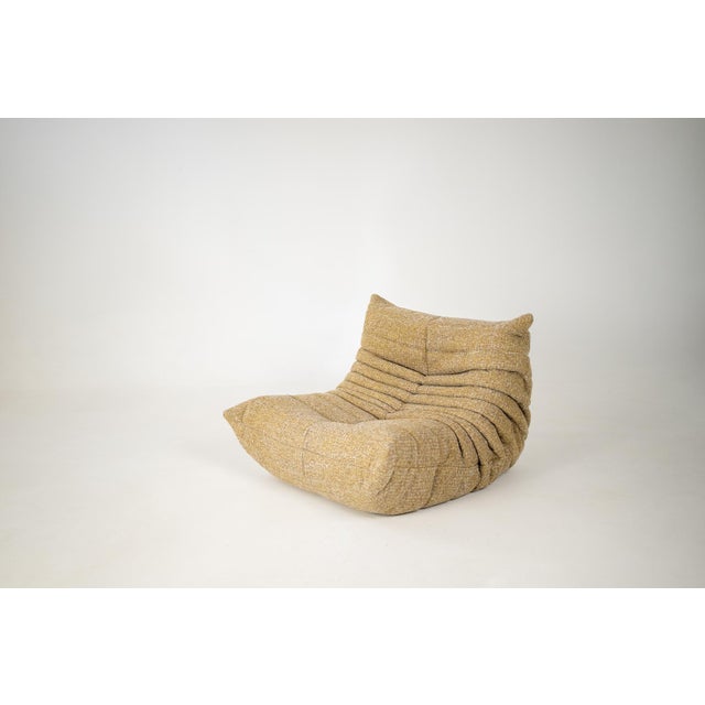 Togo Lounge Chair and Pouf in Caramel Loop Fabric by Michel Ducaroy for Ligne Roset, 1973, Set of 2 For Sale - Image 10 of 18