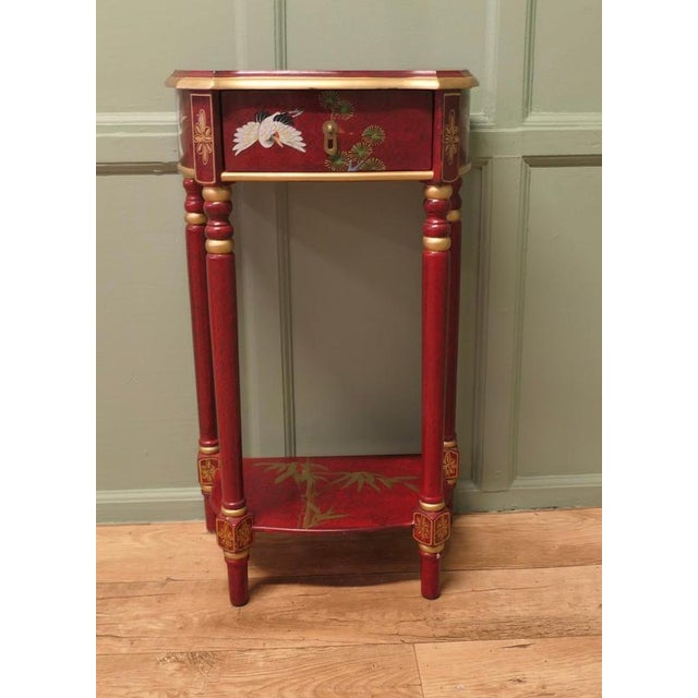 This is a very auspicious piece, the top of the table has a scene showing 2 Cranes (birds of life) and the Red Rising Sun...