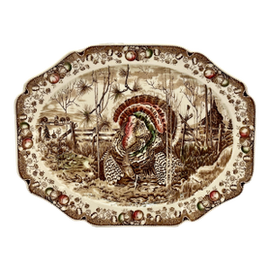 Beautiful Vintage Large 20 Inch Long Size Johnson Brothers England "His Majesty" Turkey Platter - Mid 1900s