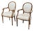 1990s Century Furniture Louis XVI Oak Open Arm Chairs Fauteuils for Reupholstery, a Pair For Sale