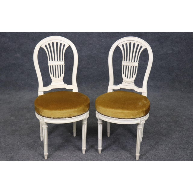 1950s Set of 8 French Louis XVI Painted Balloon Back Maison Jansen Attri Dining Chairs For Sale - Image 5 of 11