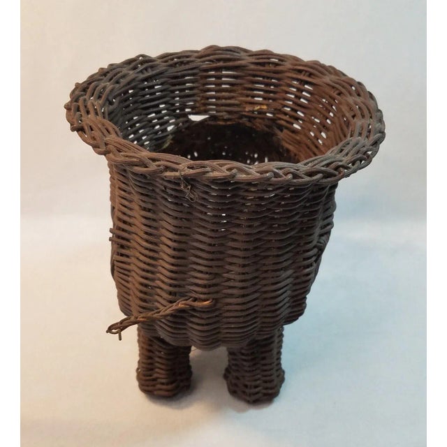 1970s Vintage Rattan Wicker Elephant Planter For Sale - Image 9 of 13
