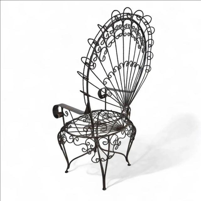 Vintage Wrought Iron Peacock Armchair For Sale - Image 15 of 15