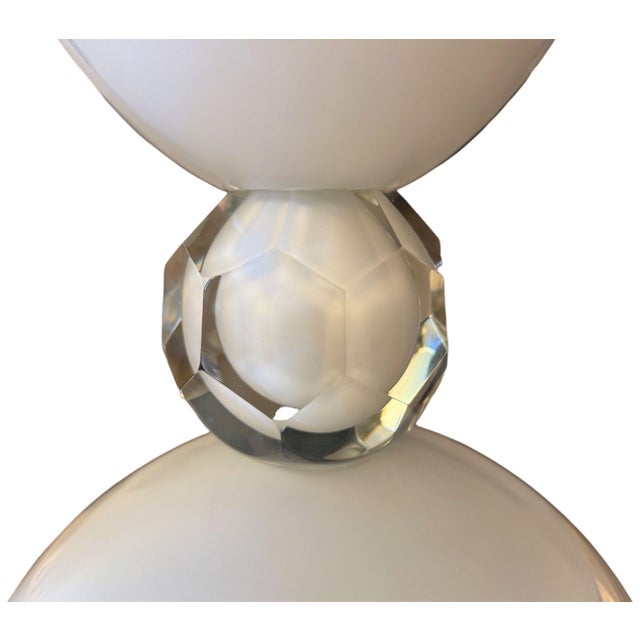 1970s Large Murano White Glass Vase With Clear Faceted Knop, Italy, Circa 1970's. For Sale - Image 5 of 7