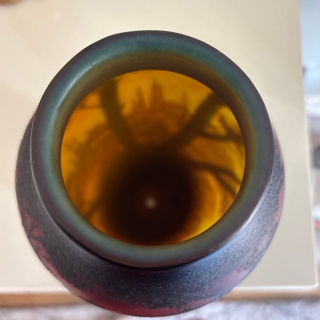 Glass Antique St. Louis d'Argental Acid Etched Cameo Glass Vase For Sale - Image 7 of 7