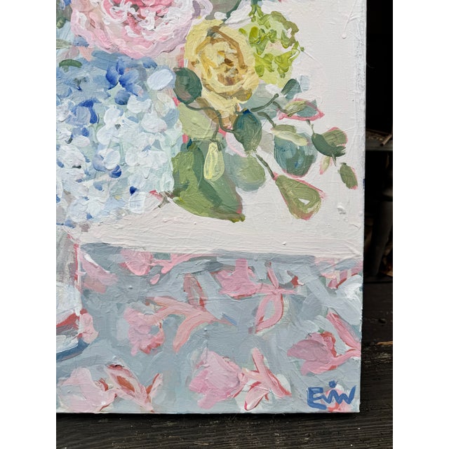 Light Pink Ballet Pink Bouquet Expressionism Acrylic Painting For Sale - Image 8 of 11