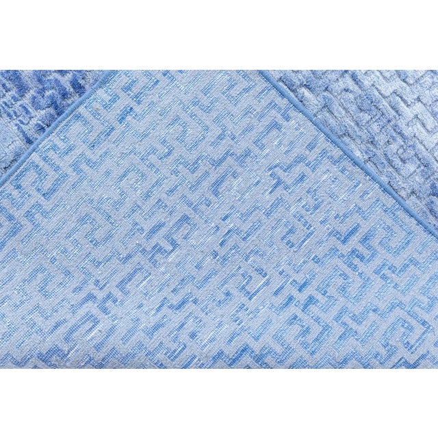 Textile Contemporary Fragment Blue Silk Rug by Doris Leslie Blau For Sale - Image 7 of 7