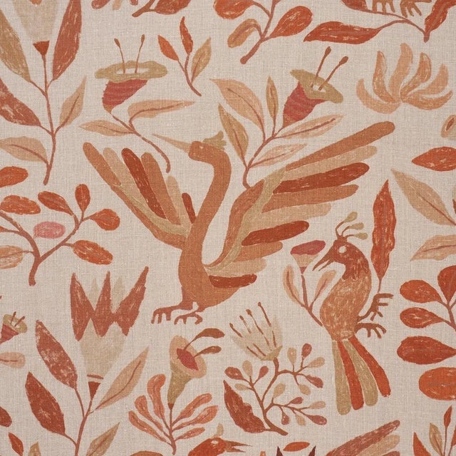 Abstract SAMPLE - Schumacher x Abel Macias Canopy Fabric In Terracotta For Sale - Image 3 of 6