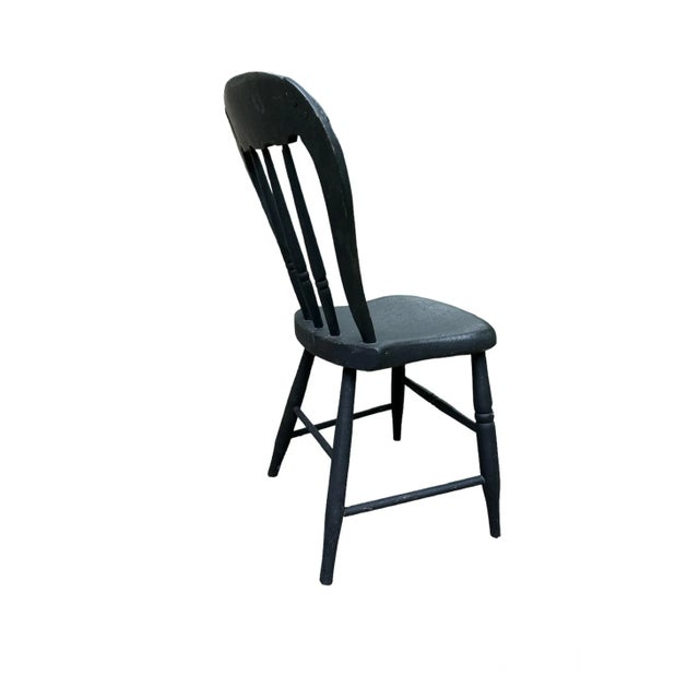 Antique Primitive Black Farmhouse Chair For Sale - Image 4 of 11
