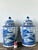 Ceramic Vintage Boho Monumental Blue and White Lidded Ginger Jars - A Pair For Sale - Image 7 of 8