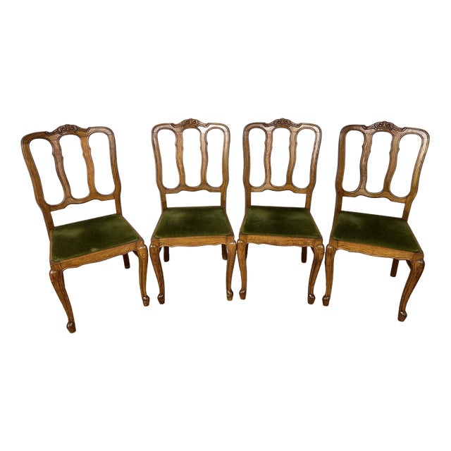 French Dining Chairs in Oak, Set of 4 For Sale