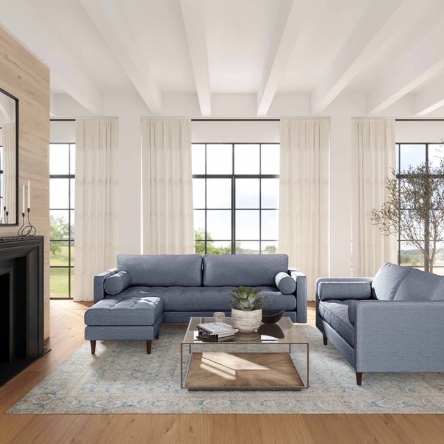 Cave Navy Tweed Loveseat For Sale - Image 9 of 9