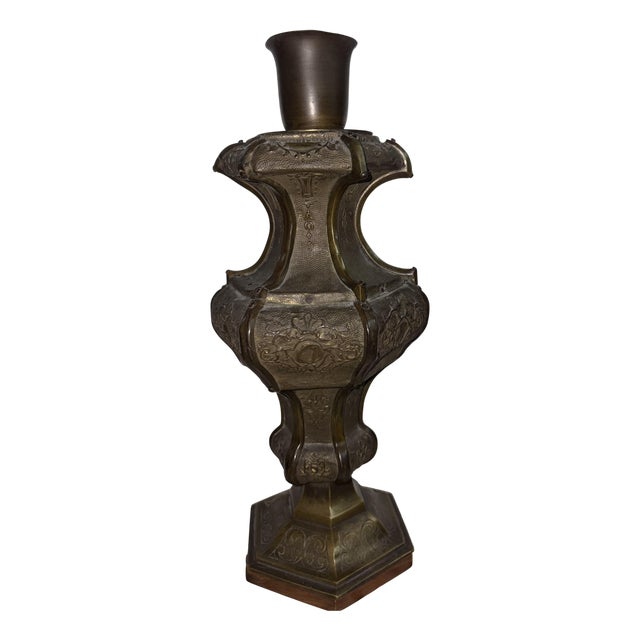 Vintage Bronze Candlestick, 1920 For Sale