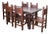 1980s Brazilian Leather and Wood Dining Set - Table and 6 Chairs For Sale