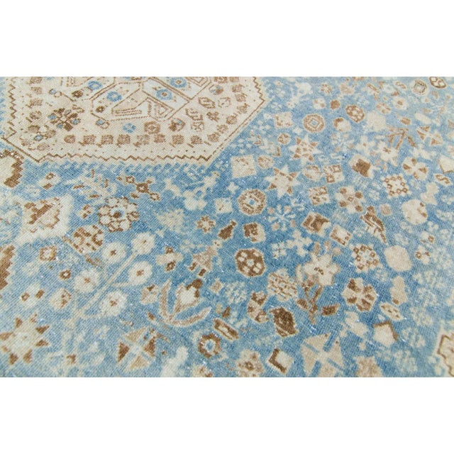 1930s Vintage Champagne Blue Hand-Knotted Rug - 6’8” X 9’11” For Sale - Image 9 of 11