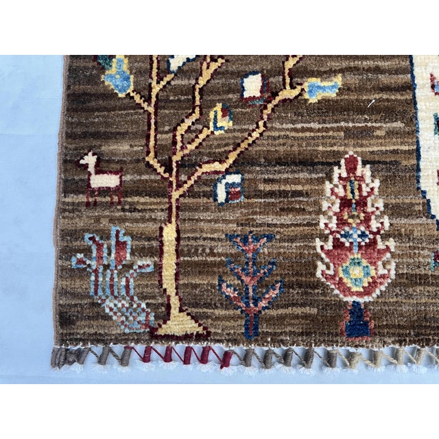 Brown Bakhtiari Cypress Tree of Life Runner, Brown Ground, 2'9" X 11'9" For Sale - Image 8 of 10