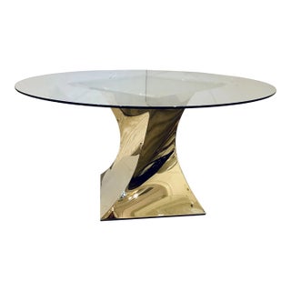 Caracole Modern Brass and Glass Do a 360 Dining Table For Sale