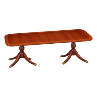 Thomasville Banded Double-Pedestal Dining Table With Two Extension Leaves For Sale