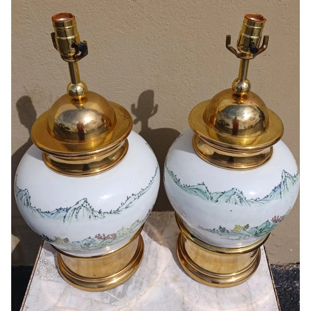 Pair of fantastic vintage Asian ginger jar and bronze lamps.