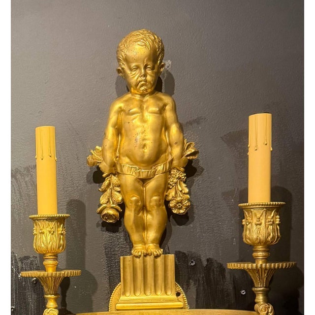 19th Century Unusual Neoclassical Caldwell Sconces With Putti - a Pair For Sale In New York - Image 6 of 7