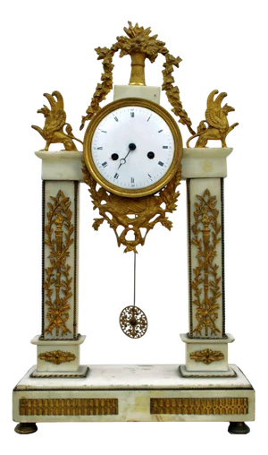 Louis XVI Style White Marble and Gilt Bronze Mantel Clock, France, 19th Century