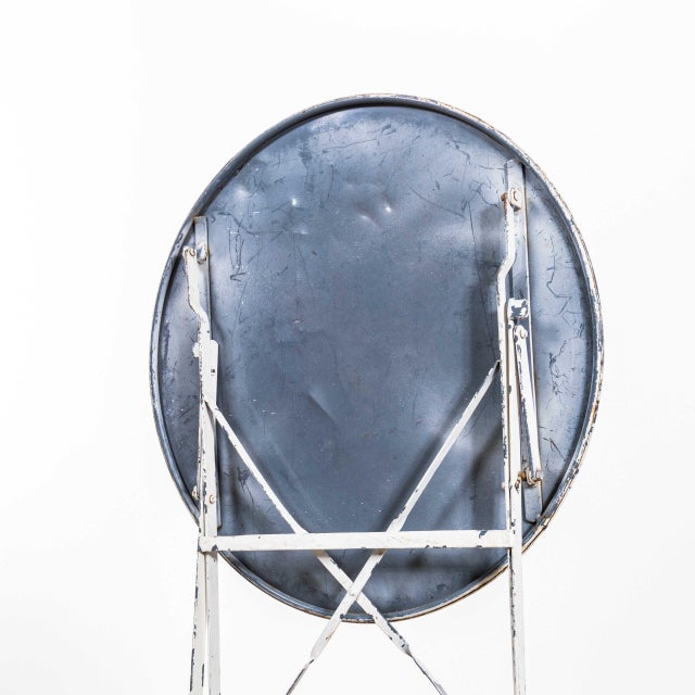 Small French White Metal Folding Dining Table, 1950s For Sale - Image 6 of 7