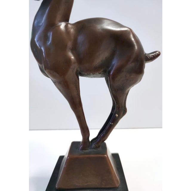 Brown Vintage Coppered Ceramic Roe Deer Figurine, Italy, 1930s For Sale - Image 8 of 10