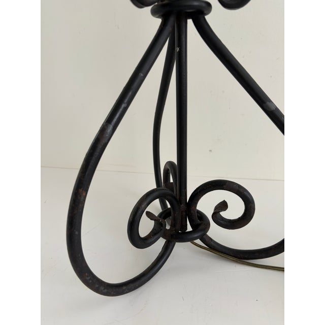 Vintage Wrought Iron Scrollwork Table Lamp For Sale - Image 4 of 12