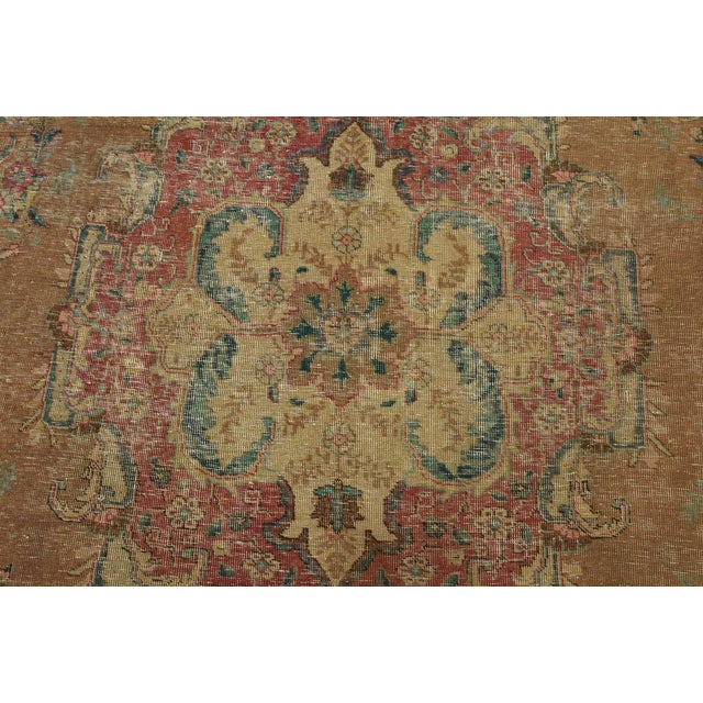 Tabriz Rug 7’7” X 10’7” Brown Wool Vintage Distressed Hand-Knotted Carpet For Sale In Philadelphia - Image 6 of 15