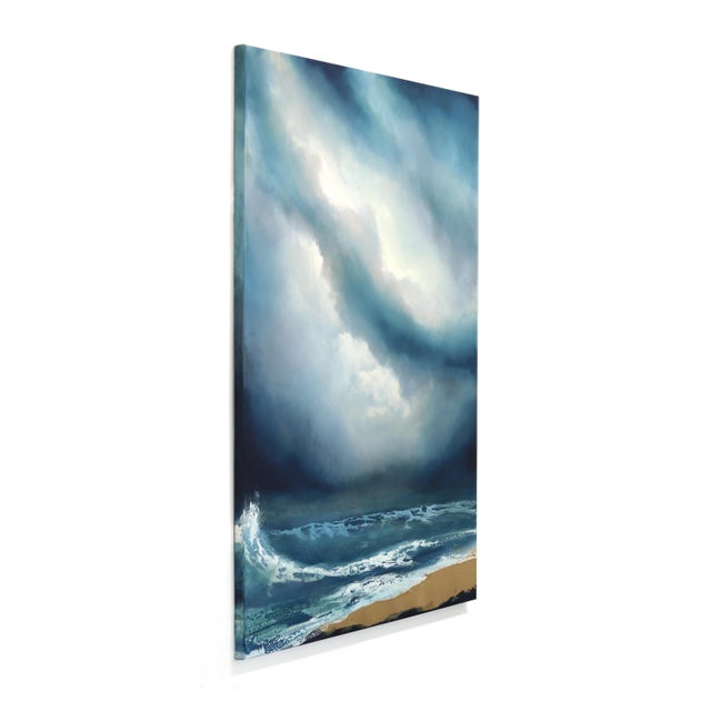 Sea Meets the Sky - Large Scale Moody Oceanscape Painting on Canvas Original Artwork by Charlotte Elizabeth For Sale In Los Angeles - Image 6 of 9