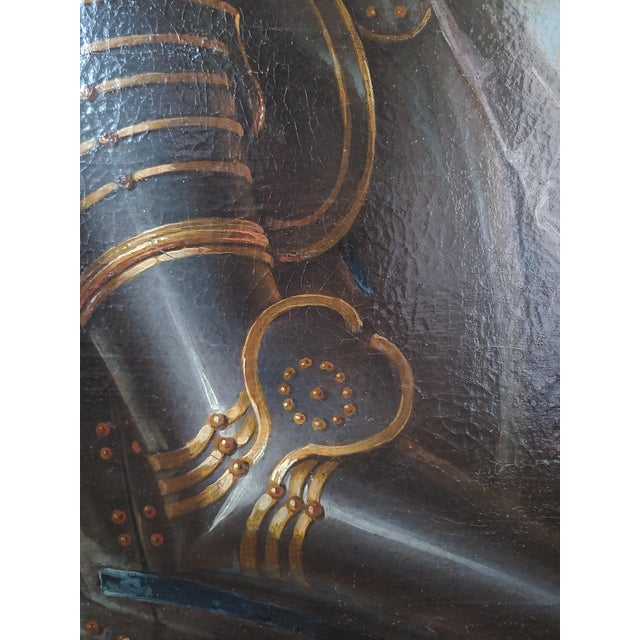 18th Century Antique 18th Century French Oil Painting Portrait of a Gentleman in Armor For Sale - Image 5 of 14
