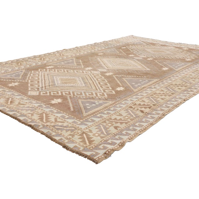 54158 Vintage Turkish Kars Rug, 05'00 x 07'11. The Nomadic Cipher: A Vintage Turkish Kars Masterpiece of Tribal Modernism...