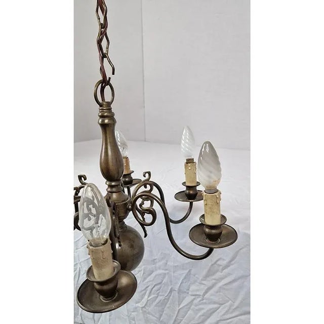 1950s Six-Light Metal Chandelier, 1950s For Sale - Image 5 of 7