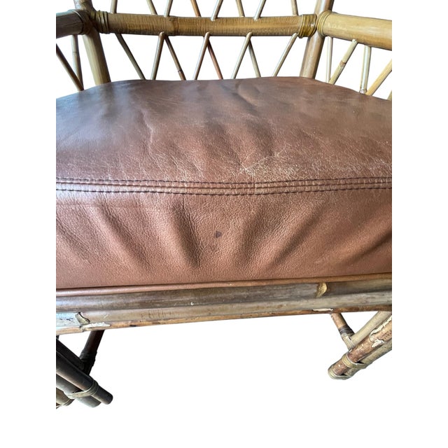 Vintage Palecek High Back Arm Chairs With Leather Seats, a Pair For Sale - Image 14 of 16