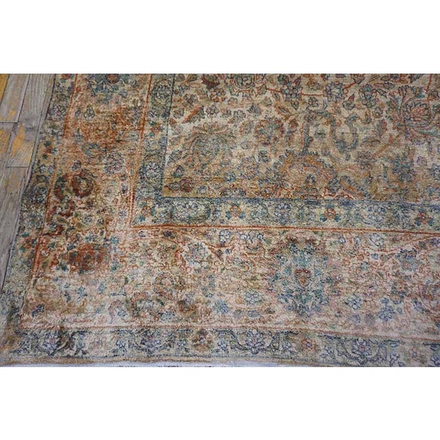 Fantastic Ivory Ground Color With Soft Color on Allover Design Antique Persian Kirman Rug For Sale - Image 4 of 8