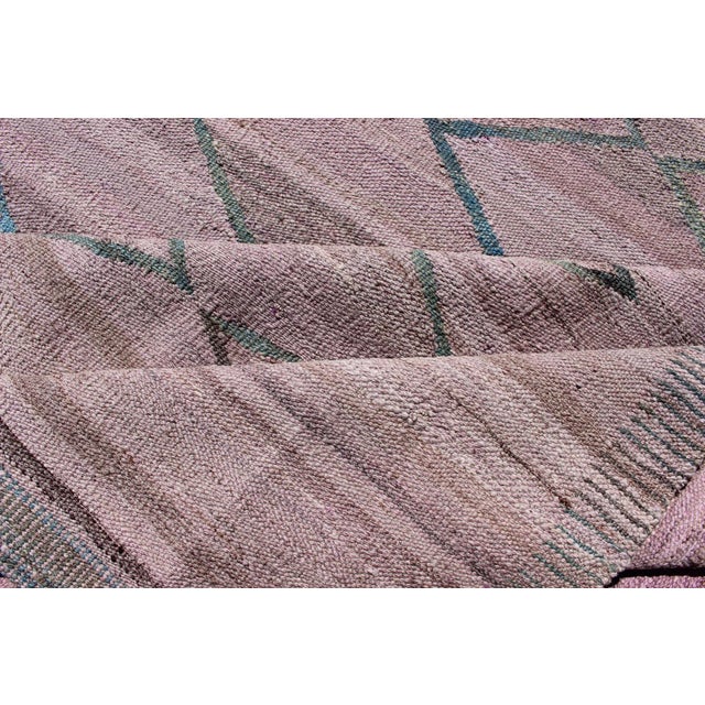 Minimalist Modern Flat-Weave Kilim Rug in Diamond Design For Sale - Image 11 of 13