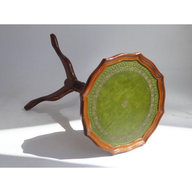 Small Victorian Wooden Wine Table with Green Leather Top, 1920s For Sale - Image 6 of 7