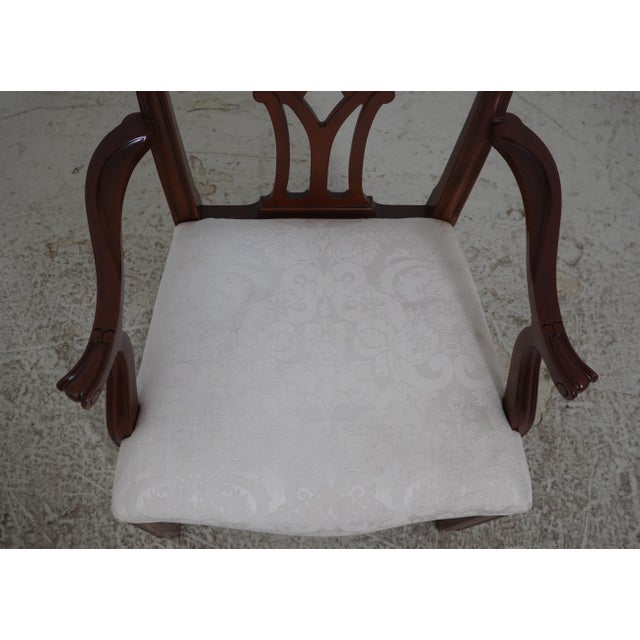Wood Set of 8 Kindel Mahogany Chippendale Upholstered Dining Chairs For Sale - Image 7 of 16