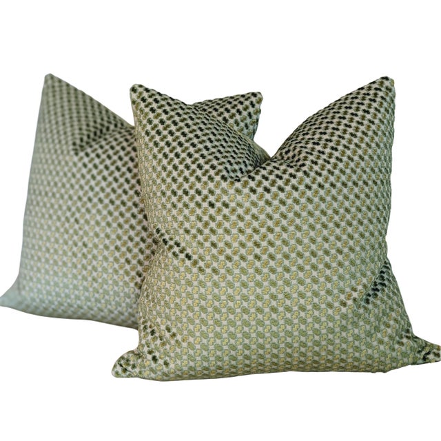Manuel Canovas Manuel Canovas Green Cut Velvet 22" Pillows - Set of 2 For Sale - Image 4 of 5