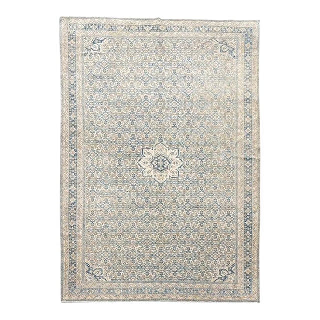 Antique Malayer Rug – Intricate Ivory, Blue & Beige Floral Design 9x12 For Sale
