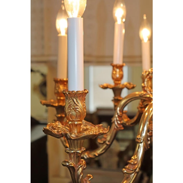 Mid 20th Century Italian Gilt Bronze Baroque / Rococo Style 10 Light Chandelier For Sale - Image 9 of 17