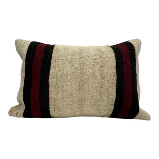 Turkish Hemp Pillow Cushion Natural Beige Red Black Pillow Cushion Cover 16" x 24" For Sale