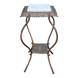 Antique Victorian Brass and Marble Fern Stand After Bradley&Hubbard, Late 19th Century