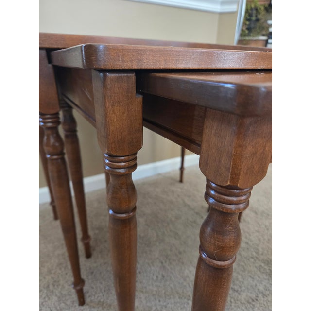 Vintage Ethan Allen Furniture Regency Style Set of Three Nesting Tables For Sale - Image 10 of 17