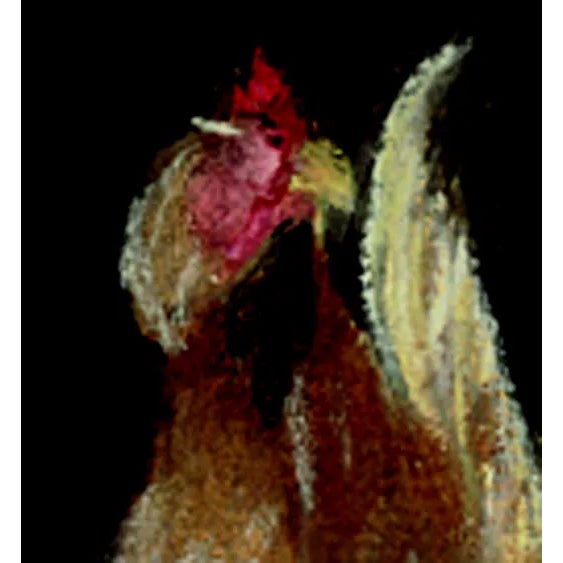 Illustration Rooster & Hen, Original Pastel Painting, Wall Art, by Van Ness For Sale - Image 3 of 13