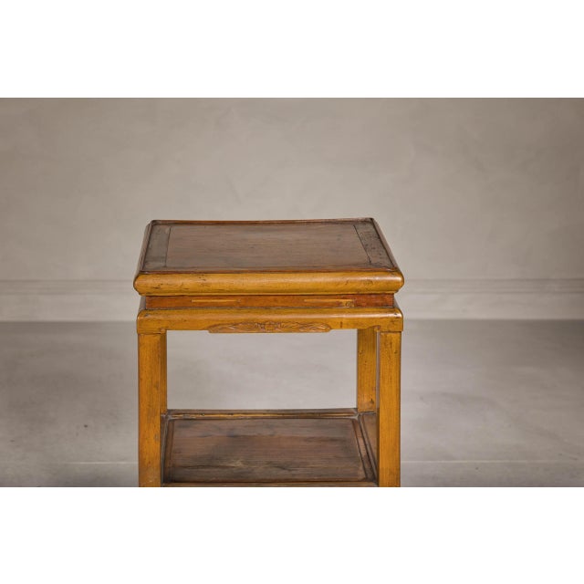 Qing Dynasty Three-Tier Accent Lamp Table with Geometric Shelf For Sale - Image 9 of 12